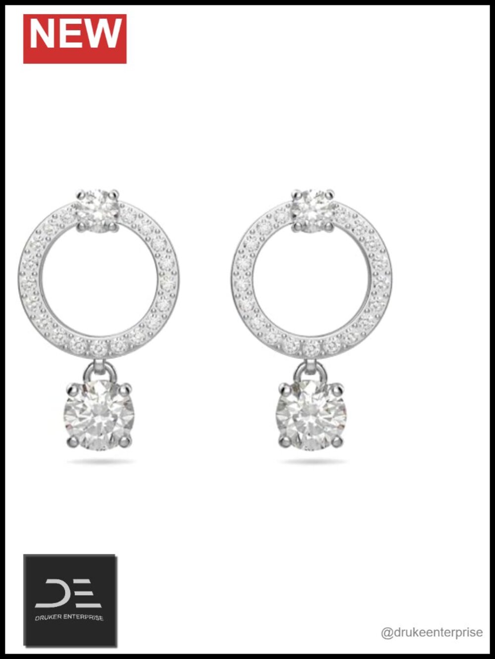 Swarovski Attract Circle Stud Earrings Crystal Pavé Rhodium Plated
